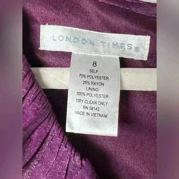 London Times Shimmering Purple Tiered Chiffon Sheath Dress Women’s Size 8 - Picture 9 of 14